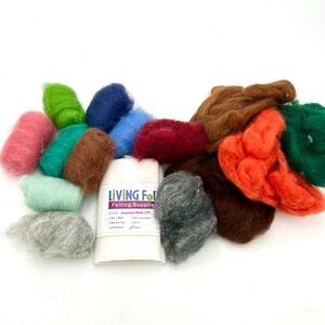 NEW Living Felt Felting Supplies Premium Mesh 1YD 14 Multicolor Wool Bundles 65g